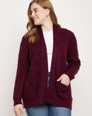 Madame Wine Cable Knit Shrug