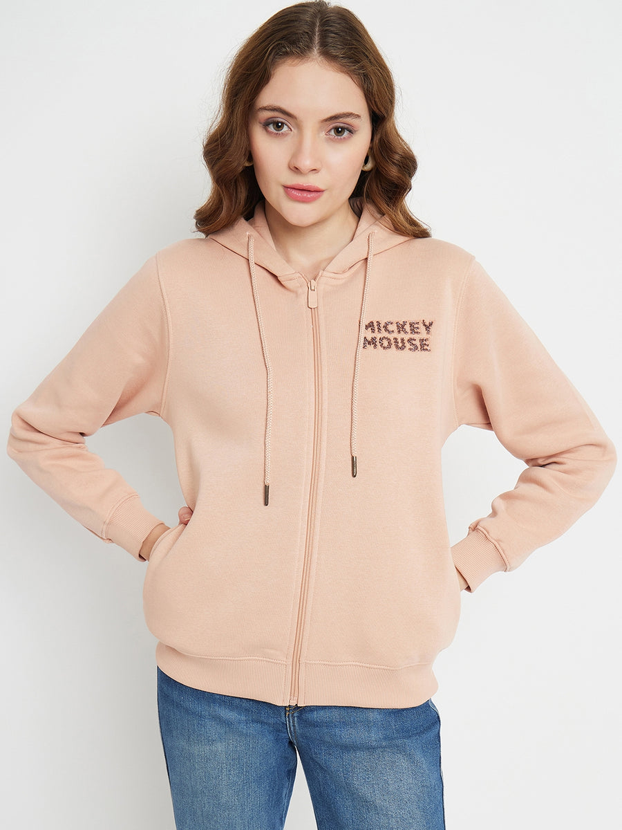 Madame Disney Typography Peach Hooded Sweatshirt