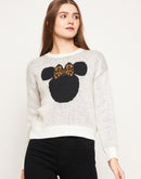 Madame Women Solid Off White Sweater