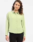 Madame Rhinestone Embellished Green Shirt