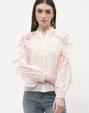 Madame Floral Print Ruffle Adorned Shirt