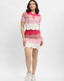 Madame Colourblocked Hot Pink Two-Piece Crochet Co-Ord Set