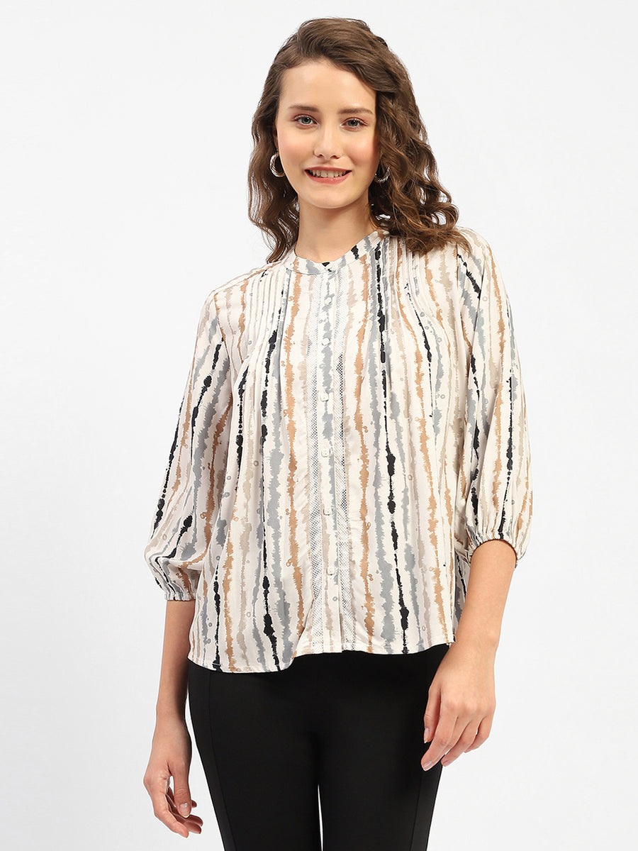 Madame Abstract Print Off-White Regular Top