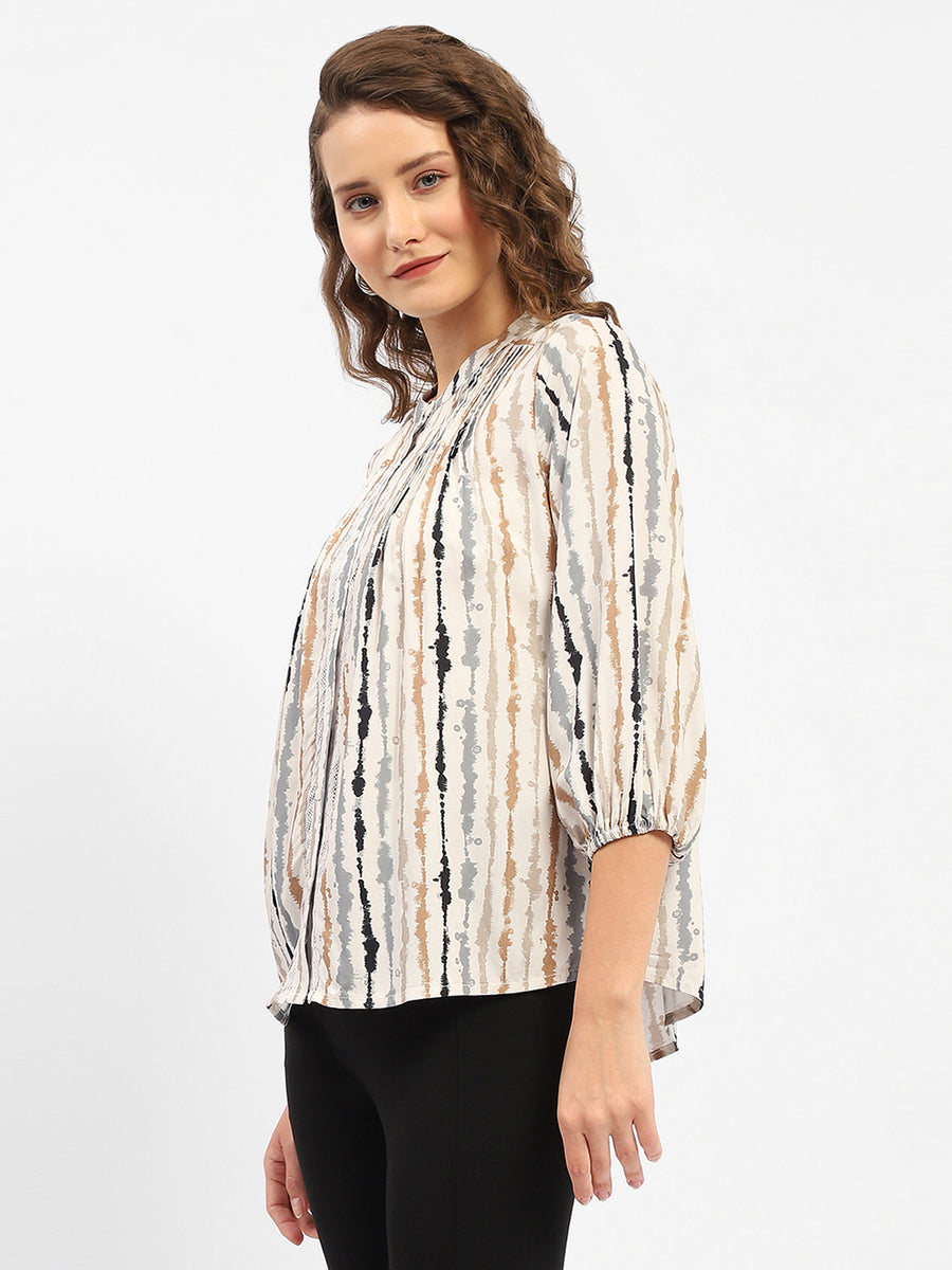 Madame Abstract Print Off-White Regular Top