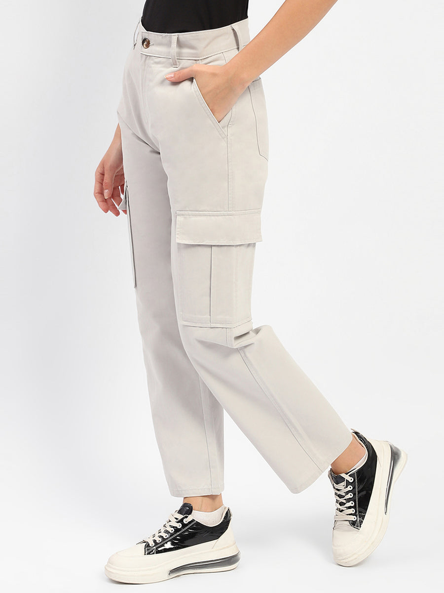 Madame Solid Grey Cargo Jeans