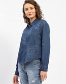 Madame Typography Blue Denim Shirt