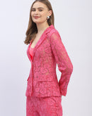 Madame Pink Pink Floral Lace Fabric Blazer
