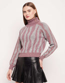 Camla Barcelona Colourblocked Onion Pink Turtleneck Sweater