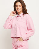 Madame Solid Pink Denim Jacket