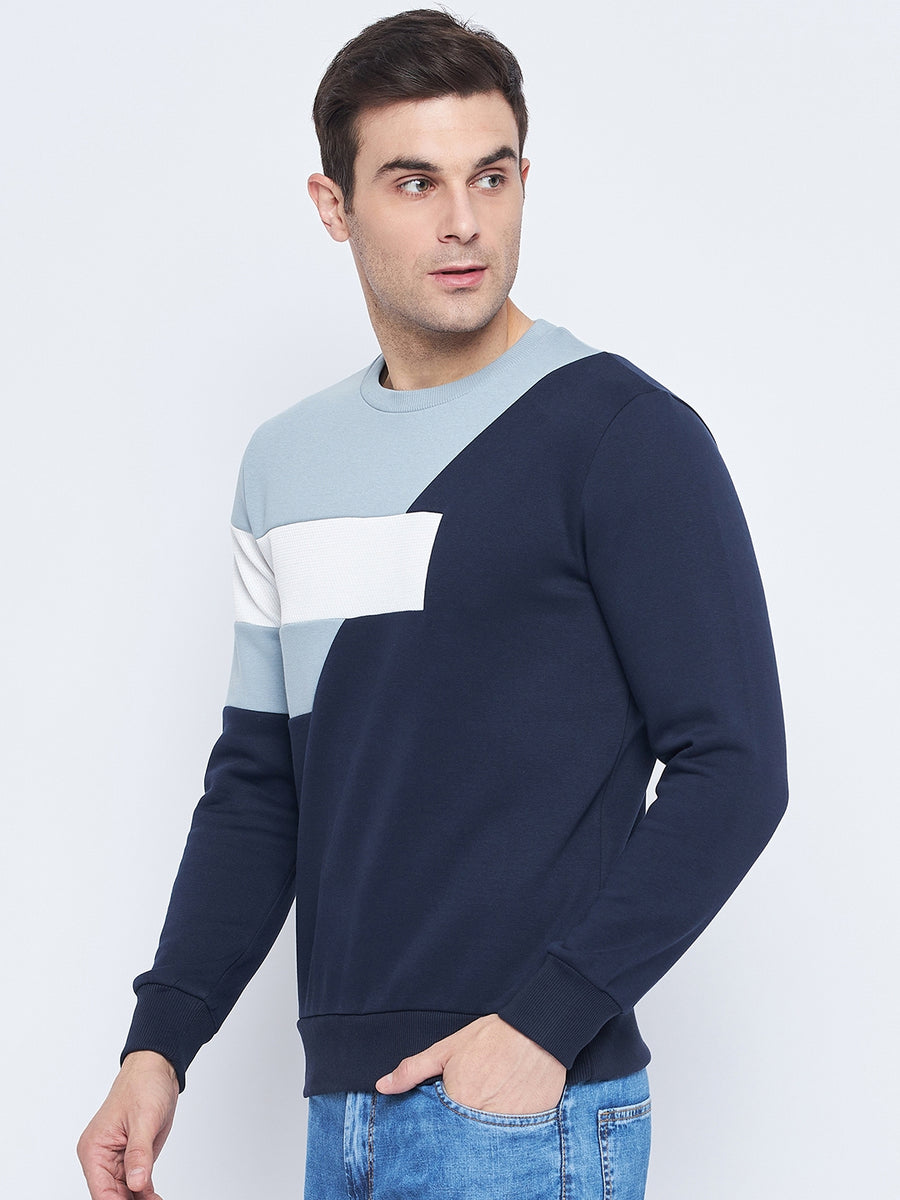 Camla Barcelona Men's Colourblocked Navy Blue Sweatshirt