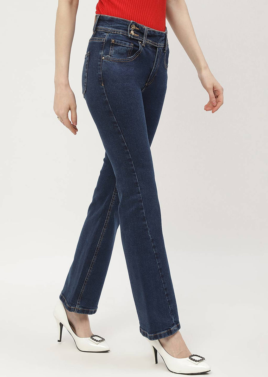 Madame Cut Seam Carbon Blue Flared Jeans