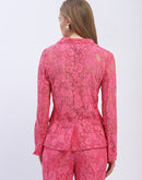 Madame Pink Pink Floral Lace Fabric Blazer