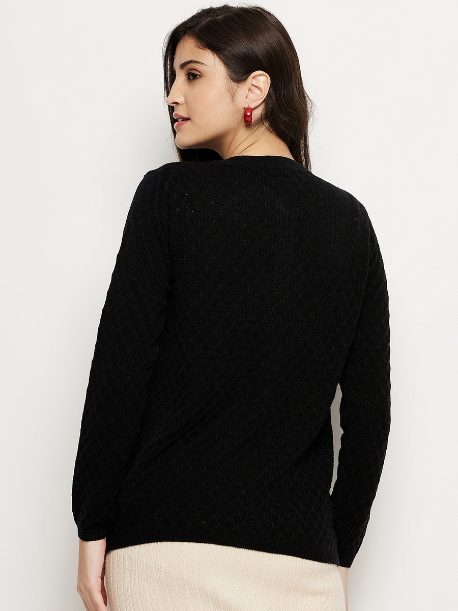 Madame Solid Black Sweater