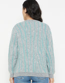 Madame Grey Printed Round-Neck Sweater