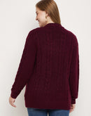 Madame Wine Cable Knit Shrug
