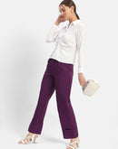 Madame Front Pleated Purple Rolled Hem Trousers