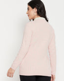 Madame V-neck Solid Pink Cardigan
