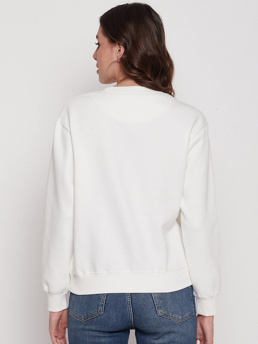 Madame White Printed Sweatshirt