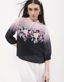 Madame Floral Black Ombre Effect Top