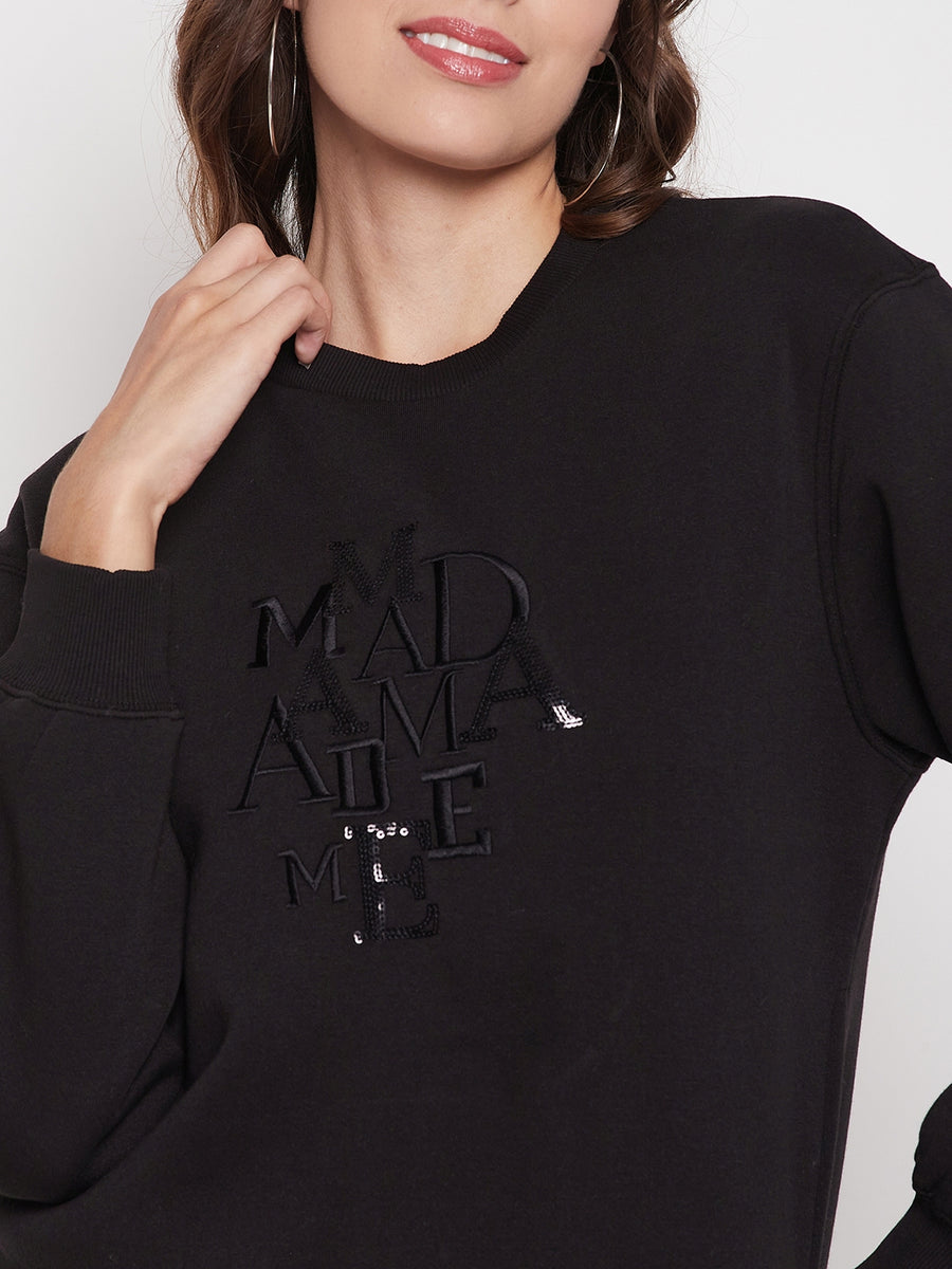 Madame Black Typography Sweatshirt