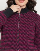 Madame Printed Dark Purple Sweater