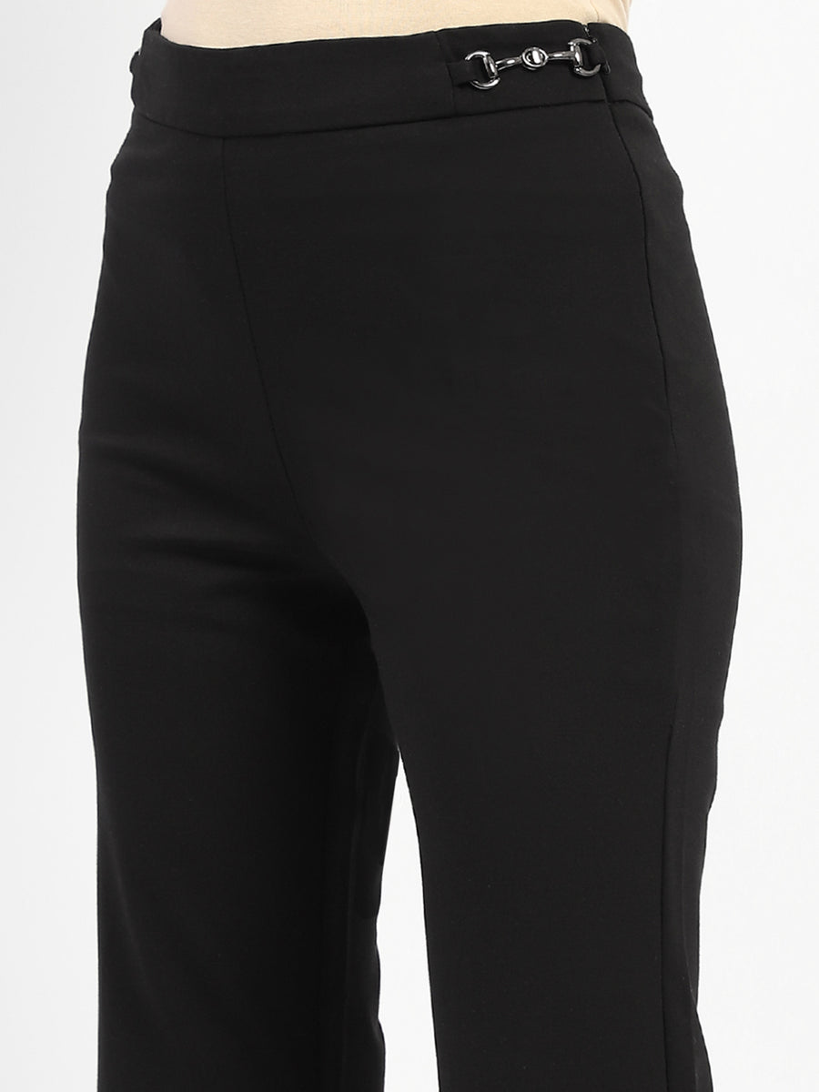 Madame waist Adorned Black Formal Trousers