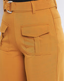 Madame Flap Pocket tan Brown Belted Waist Trouser