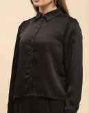 Camla Barcelona Solid Black Satin Shirt