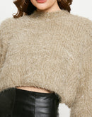 Madame Beige Shimmery Feather Knit Sweater