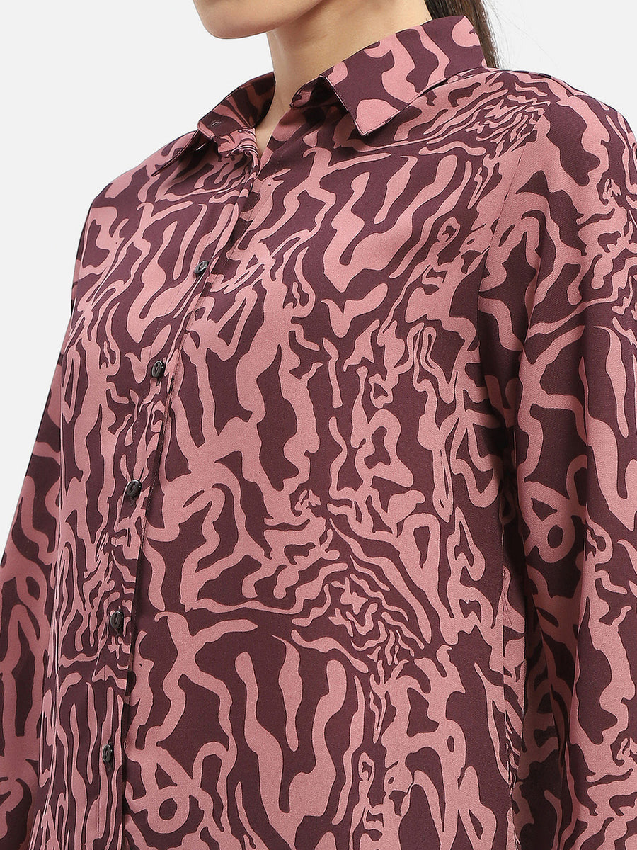 Madame Abstract Print Dusty Pink Regular Shirt