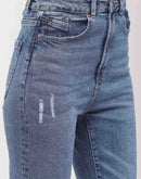 Madame Light Distressed Mid Blue Slim Fit Jeans