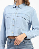 Madame Front Pocket Light Blue Denim Shirt