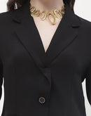 Madame Lapel Collar Black Bell Sleeve Blazer
