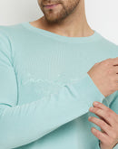 Camla Barcelona Typography Aqua Blue Sweater