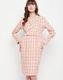 Madame Chequered Dress with Blazer Blush Co-Ord Set