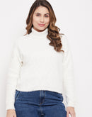 Madame Embellished Off White Turtleneck Sweater
