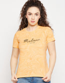 MADAME Mustard Printed Crew Neckline  Top