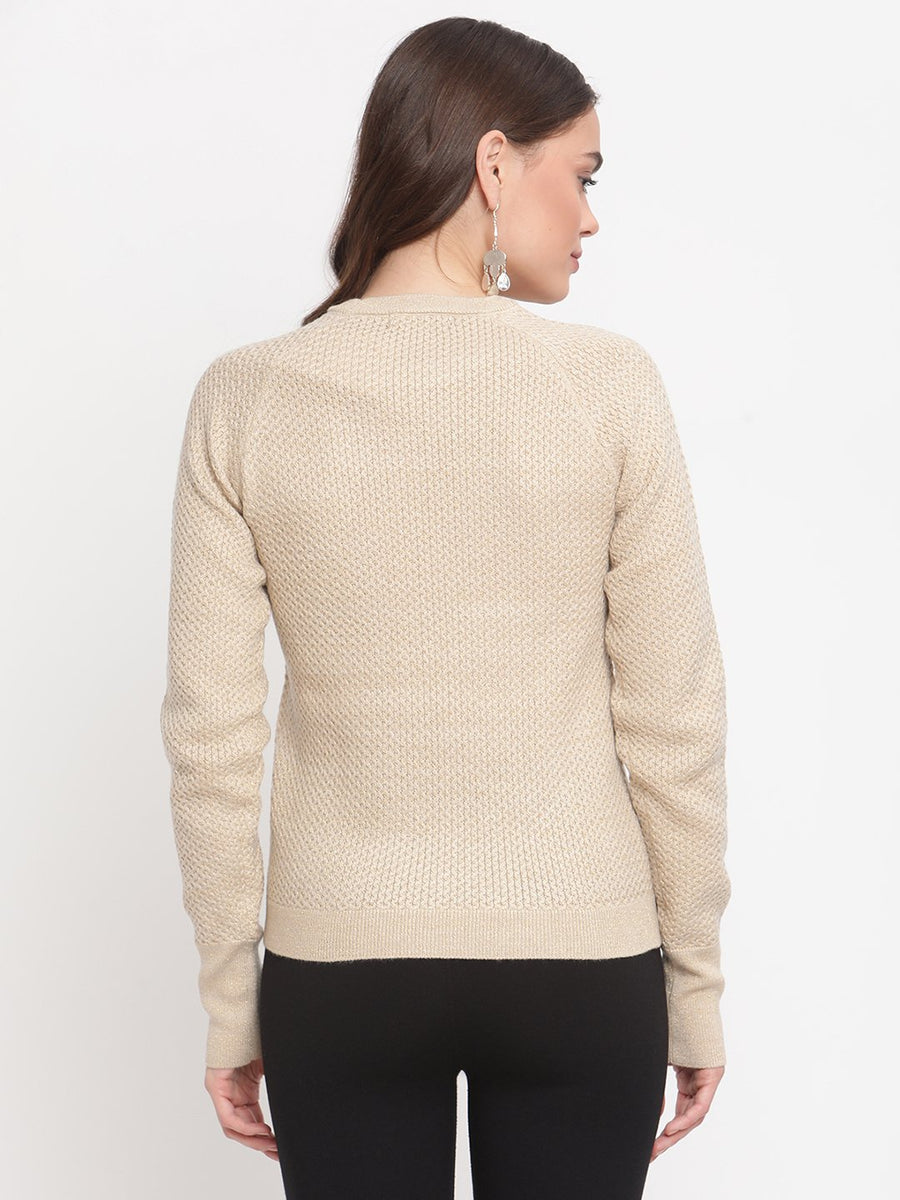 Madame  Beige Solid Sweater