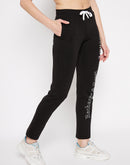 MSecret Black Printed Track Pants In Cotton Blend