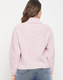 Madame Drop Shoulder Sleeve Pink Turtleneck Sweater