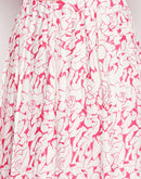 Camla White Satin Print Skirt