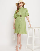 Madame  Apple Green Collared Dress