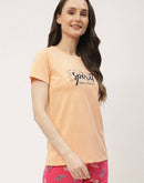 Msecret Graphic Print Green & Peach Combo  T-shirt
