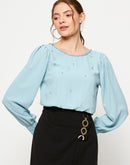 Camla Turquoise Embellished  Top For Women