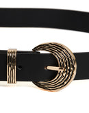 Madame Light Gold Buckle Textured Black Belt