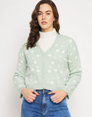 Camla Barcelona Floral Mint Green Crop Cardigan