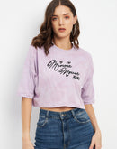 Madame Disney Print Lilac Crew Neckline  Typography Tshirt