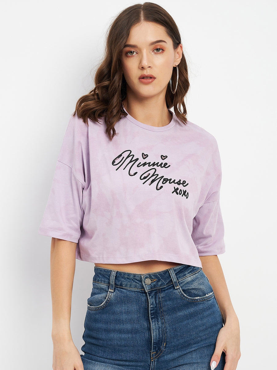 Madame Lilac Crew Neckline  Typography Tshirt
