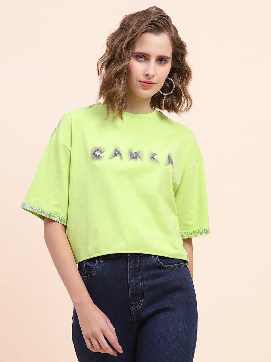 Camla Barelona Logo Print Neon Green T-Shirt