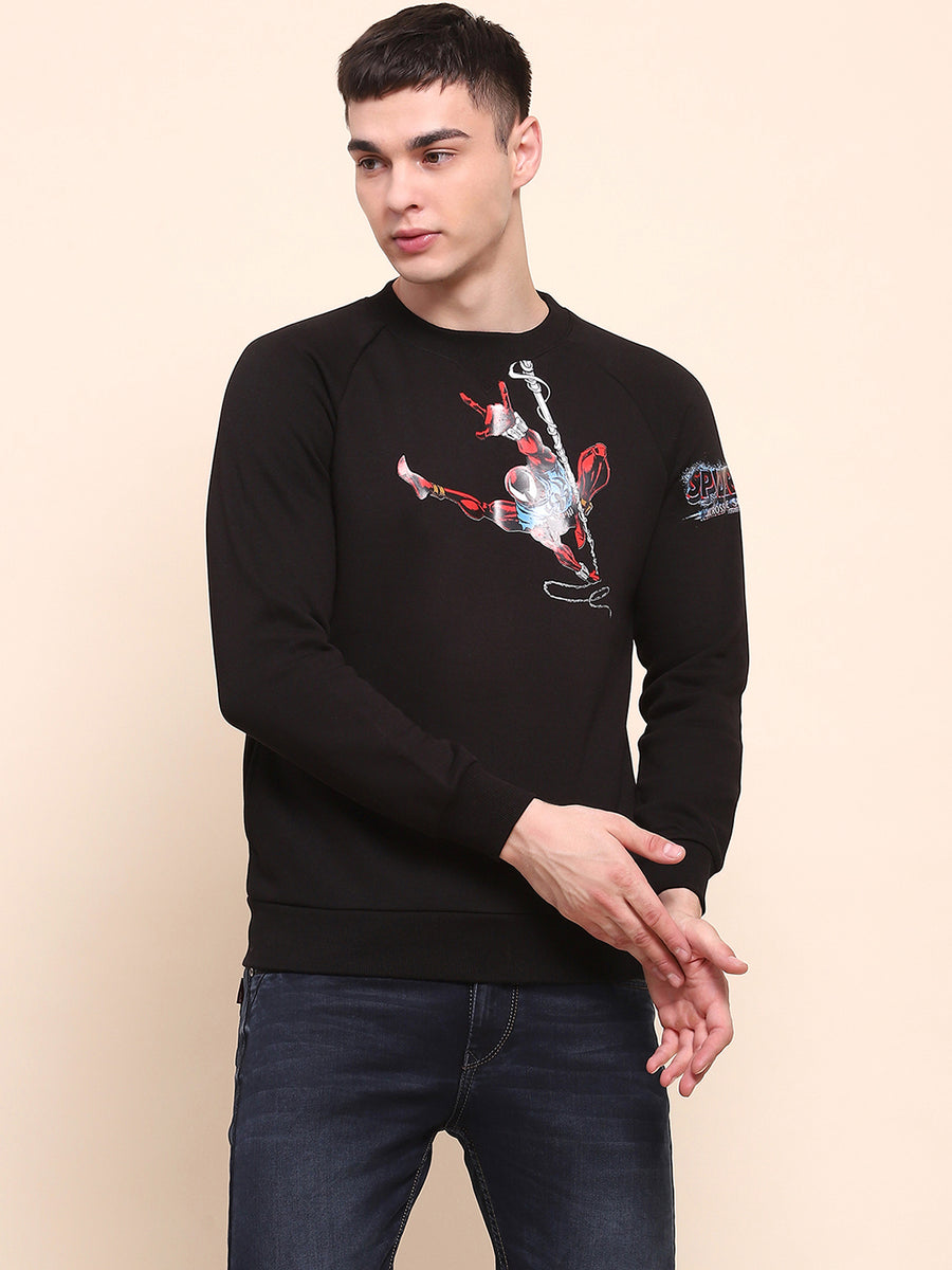 Camla Barcelona Graphic Printed Black Cotton Sweatshirt